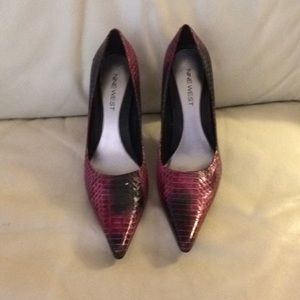 Nine West multi-color snake print heels